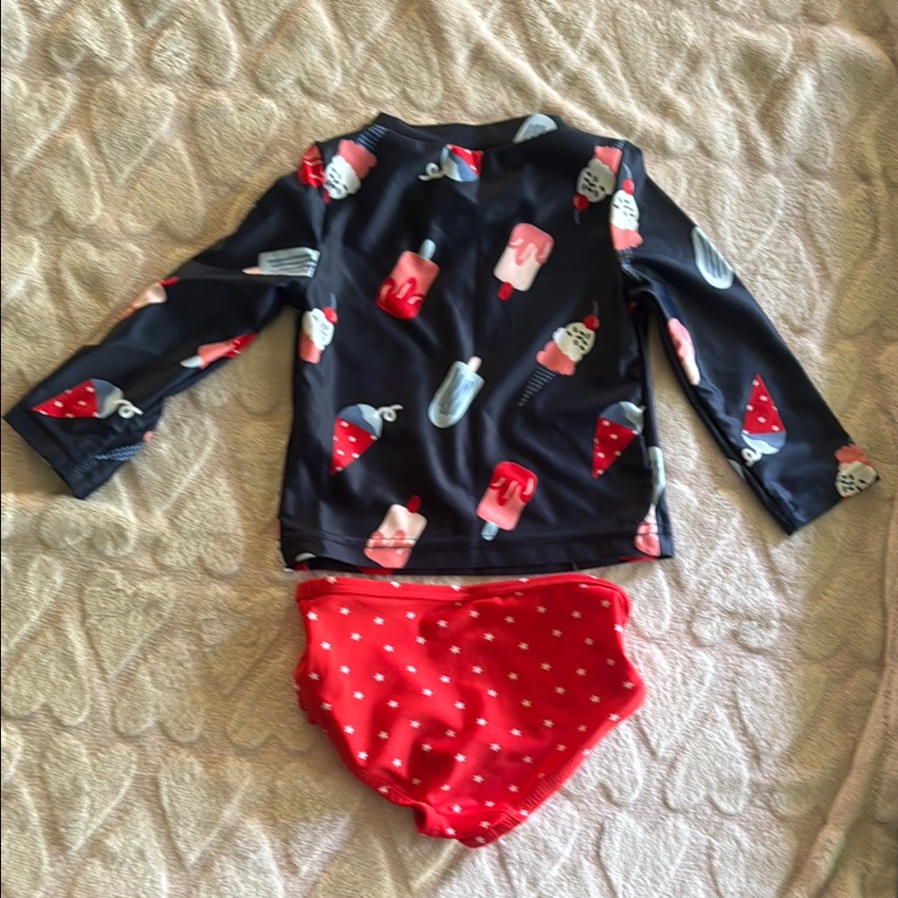 Carter's Blue and Red Rashguard Swim Set with Popsicle Print - Picture 3 of 3